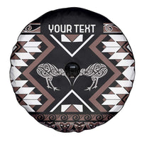 Personalised Taniko Motifs Aotearoa Spare Tire Cover Waitangi Kowhaiwhai Kiwi - Mocha