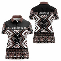 Personalised Taniko Motifs Aotearoa Women Polo Shirt Waitangi Kowhaiwhai Kiwi - Mocha