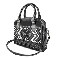 Personalised Taniko Motifs Aotearoa Shoulder Handbag Waitangi Kowhaiwhai Kiwi - Monochrome