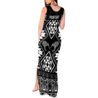Personalised Taniko Motifs Aotearoa Tank Maxi Dress Waitangi Kowhaiwhai Kiwi - Monochrome