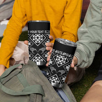 Personalised Taniko Motifs Aotearoa Tumbler Cup Waitangi Kowhaiwhai Kiwi - Monochrome LT7 - Polynesian Pride