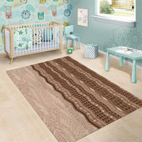 Vintage Beige Hawaiian Traditional Kapa Mix Flowers Lei Area Rug