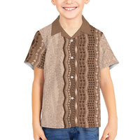 Vintage Beige Hawaiian Traditional Kapa Mix Flowers Lei Hawaiian Shirt