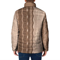 Vintage Beige Hawaiian Traditional Kapa Mix Flowers Lei Padded Jacket