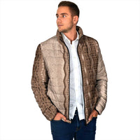 Vintage Beige Hawaiian Traditional Kapa Mix Flowers Lei Padded Jacket