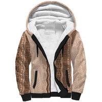 Vintage Beige Hawaiian Traditional Kapa Mix Flowers Lei Sherpa Hoodie