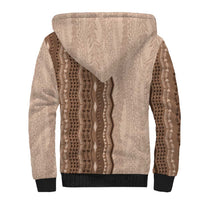 Vintage Beige Hawaiian Traditional Kapa Mix Flowers Lei Sherpa Hoodie