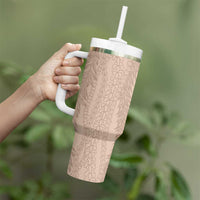 Vintage Beige Hawaiian Traditional Kapa Mix Flowers Lei Tumbler With Handle LT7 - Polynesian Pride