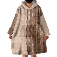 Vintage Beige Hawaiian Traditional Kapa Mix Flowers Lei Wearable Blanket Hoodie