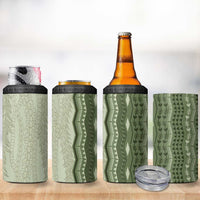 Vintage Sage Green Hawaiian Traditional Kapa Mix Flowers Lei 4 in 1 Can Cooler Tumbler