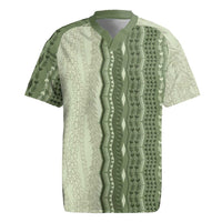 Vintage Sage Green Hawaiian Traditional Kapa Mix Flowers Lei Rugby Jersey