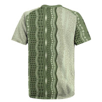 Vintage Sage Green Hawaiian Traditional Kapa Mix Flowers Lei Rugby Jersey