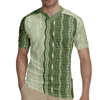 Vintage Sage Green Hawaiian Traditional Kapa Mix Flowers Lei Rugby Jersey