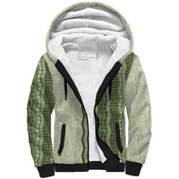 Vintage Sage Green Hawaiian Traditional Kapa Mix Flowers Lei Sherpa Hoodie