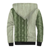 Vintage Sage Green Hawaiian Traditional Kapa Mix Flowers Lei Sherpa Hoodie