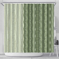 Vintage Sage Green Hawaiian Traditional Kapa Mix Flowers Lei Shower Curtain