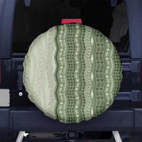 Vintage Sage Green Hawaiian Traditional Kapa Mix Flowers Lei Spare Tire Cover