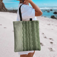 Vintage Sage Green Hawaiian Traditional Kapa Mix Flowers Lei Tote Bag
