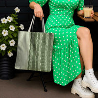 Vintage Sage Green Hawaiian Traditional Kapa Mix Flowers Lei Tote Bag