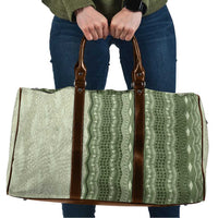 Vintage Sage Green Hawaiian Traditional Kapa Mix Flowers Lei Travel Bag