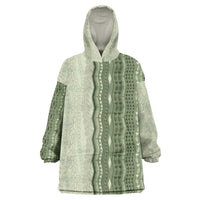 Vintage Sage Green Hawaiian Traditional Kapa Mix Flowers Lei Wearable Blanket Hoodie