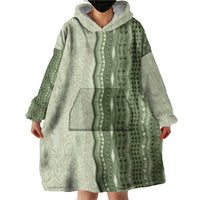 Vintage Sage Green Hawaiian Traditional Kapa Mix Flowers Lei Wearable Blanket Hoodie