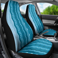 Vintage Cobalt Blue Hawaiian Traditional Kapa Mix Flowers Lei Car Seat Cover