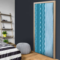 Vintage Cobalt Blue Hawaiian Traditional Kapa Mix Flowers Lei Door Cover