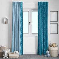 Vintage Cobalt Blue Hawaiian Traditional Kapa Mix Flowers Lei Window Curtain