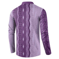 Vintage Violet Hawaiian Traditional Kapa Mix Flowers Lei Button Sweatshirt