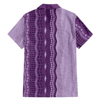 Vintage Violet Hawaiian Traditional Kapa Mix Flowers Lei Family Matching Puletasi and Hawaiian Shirt