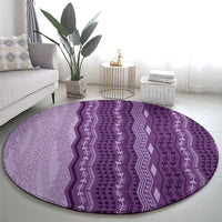 Vintage Violet Hawaiian Traditional Kapa Mix Flowers Lei Round Carpet