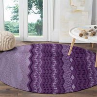 Vintage Violet Hawaiian Traditional Kapa Mix Flowers Lei Round Carpet