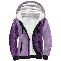 Vintage Violet Hawaiian Traditional Kapa Mix Flowers Lei Sherpa Hoodie