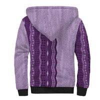 Vintage Violet Hawaiian Traditional Kapa Mix Flowers Lei Sherpa Hoodie