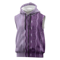 Vintage Violet Hawaiian Traditional Kapa Mix Flowers Lei Sleeveless Zip Hoodie