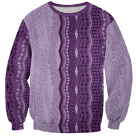 Vintage Violet Hawaiian Traditional Kapa Mix Flowers Lei Sweatshirt