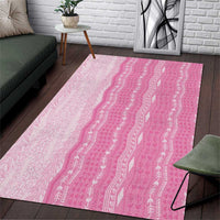 Vintage Pink Hawaiian Traditional Kapa Mix Flowers Lei Area Rug