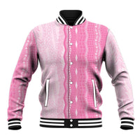 Vintage Pink Hawaiian Traditional Kapa Mix Flowers Lei Baseball Jacket