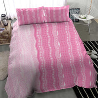 Vintage Pink Hawaiian Traditional Kapa Mix Flowers Lei Bedding Set