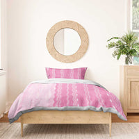 Vintage Pink Hawaiian Traditional Kapa Mix Flowers Lei Bedding Set