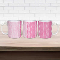 Vintage Pink Hawaiian Traditional Kapa Mix Flowers Lei Ceramic Mug