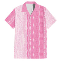 Vintage Pink Hawaiian Traditional Kapa Mix Flowers Lei Family Matching Off Shoulder Maxi Dress and Hawaiian Shirt LT7 Dad's Shirt - Short Sleeve Pink - Polynesian Pride
