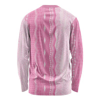 Vintage Pink Hawaiian Traditional Kapa Mix Flowers Lei Long Sleeve Shirt