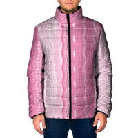 Vintage Pink Hawaiian Traditional Kapa Mix Flowers Lei Padded Jacket LT7 Men Pink - Polynesian Pride