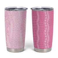 Vintage Pink Hawaiian Traditional Kapa Mix Flowers Lei Tumbler Cup LT7 Pink - Polynesian Pride
