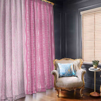 Vintage Pink Hawaiian Traditional Kapa Mix Flowers Lei Window Curtain