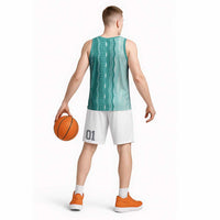 Vintage Teal Hawaiian Traditional Kapa Mix Flowers Lei Basketball Jersey