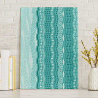 Vintage Teal Hawaiian Traditional Kapa Mix Flowers Lei Canvas Wall Art LT7 Without Frame Teal - Polynesian Pride