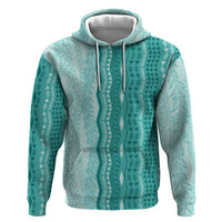 Vintage Teal Hawaiian Traditional Kapa Mix Flowers Lei Zip Hoodie LT7 Pullover Hoodie Teal - Polynesian Pride